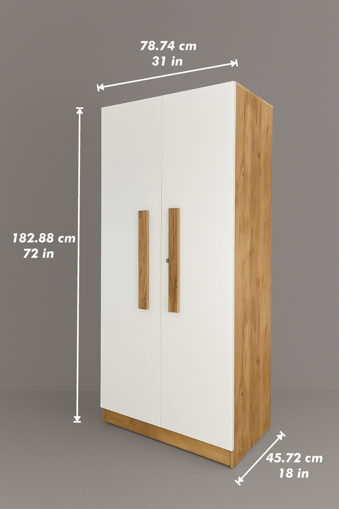 Oslo 2 Door Wardrobe ( Gold Oak & White )