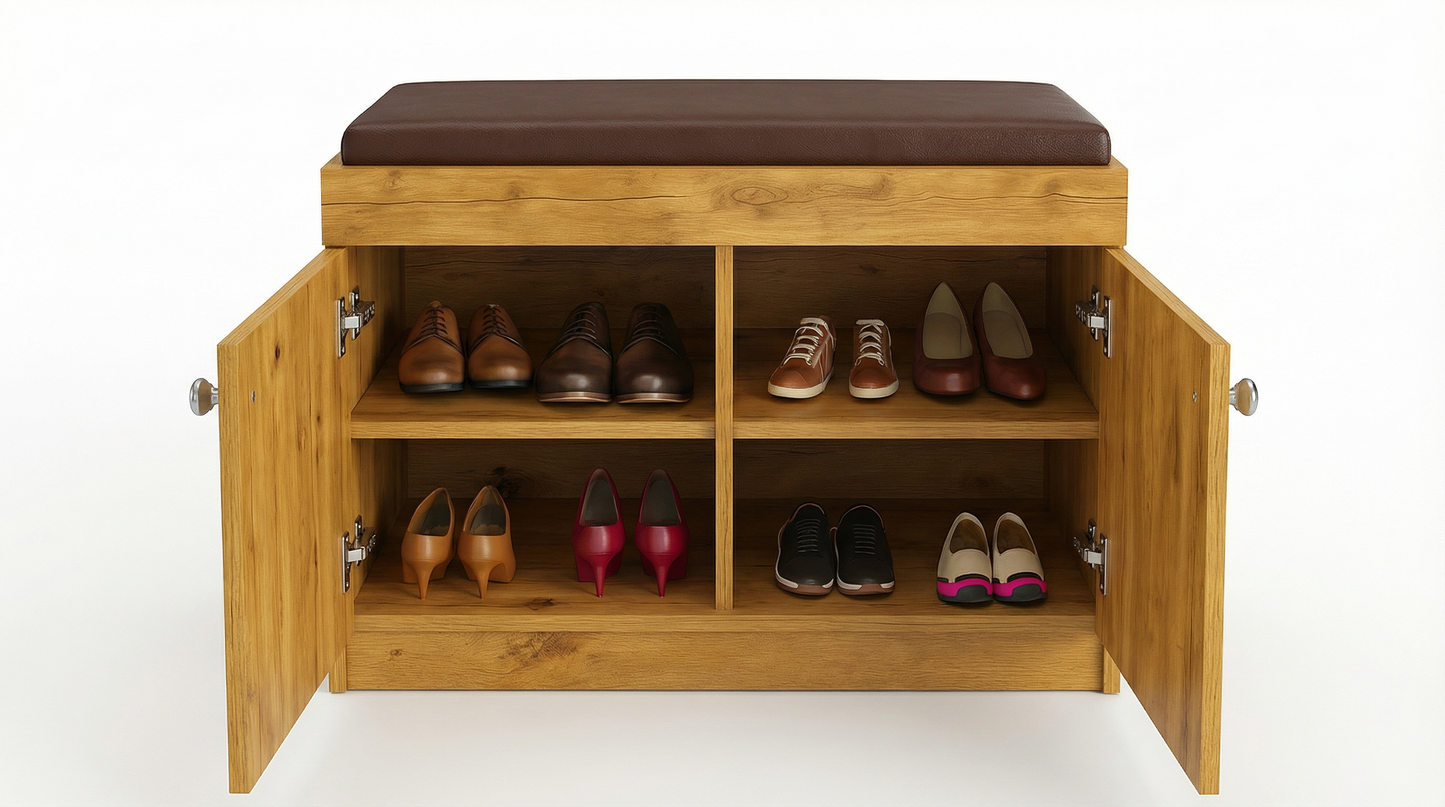 Step Seating 2 Door Shoe Rack ( Gold Oak )