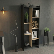 Skyline 6 Tier Bookcase (Black & Gold Oak)
