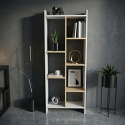 Skyline 6 Tier Bookcase (White & Gold Oak)