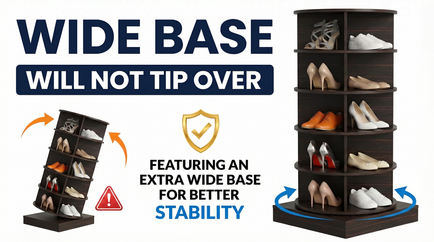 SpinPro™  360° 5 Tiers Rotating Shoe Rack with Wide Base - Wenge